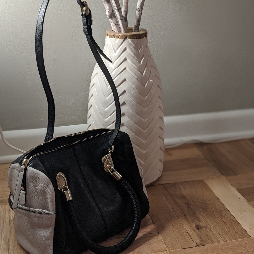 Cole Haan convertible black and cream satchel - Picture 7 of 8
